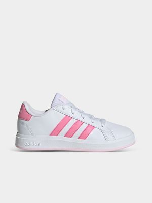 Junior Grade-School adidas Grand Court 2.0 White/Pink Sneaker