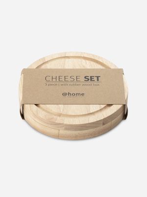 @home wooden wine + cheese set