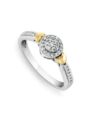 Yellow Gold & Sterling Silver, Cubic Zirconia Halo Ring