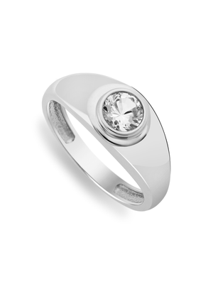 Sterling Silver & Created White Sapphire Men's Statement Dress Ring