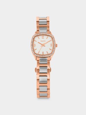 Tempo Women’s Rose Plated Pink Dial Bracelet Watch