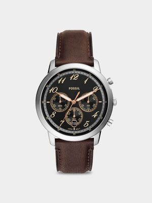Fossil  Neutra Brown Dial Stainless Steel Brown Leather Chronograph Watch
