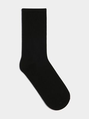 Men's Black Basic Ribbed Socks