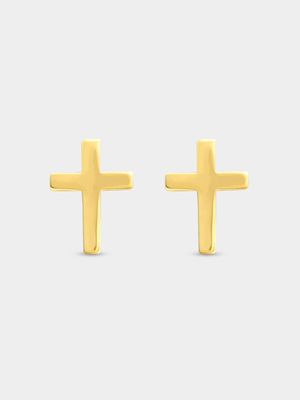 Sterling Silver Gold Plated Cross Studs