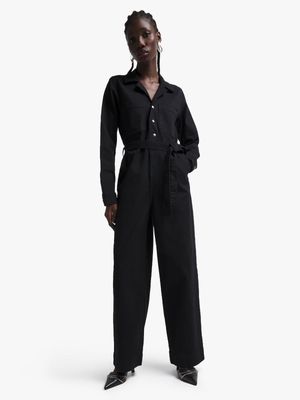 Women's Black Denim Boiler Suit