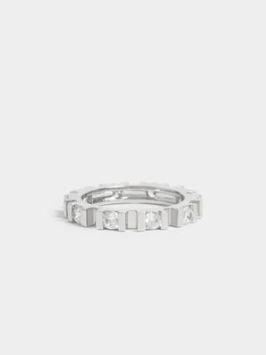 Silver Plated Bar Setting Full Eternity Ring