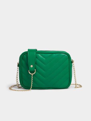 Women's Green Quilted Crossbody Bag