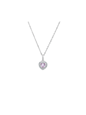 Sterling Silver Pink Cubic Zirconia Kid’s October Birthstone Pendant Necklace