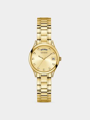 Guess Women's Mini Aura Gold Plated Bracelet Watch