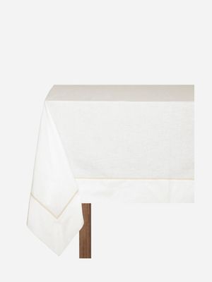 Tablecloth Linen Blend Trim Natural