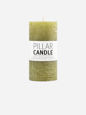 pillar candle rustic green 7.3x15cm