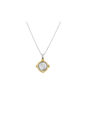 Yellow Gold & Sterling Silver  Peso Pendant on Chain