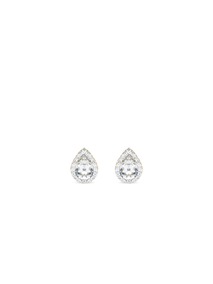 Yellow Gold & Sterling Silver, Cubic Zirconia  Crystal Pear-Shaped Stud Earrings