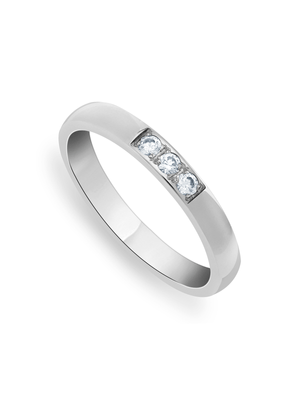 Sterling Silver Cubic Zirconia Channel Trilogy Men’s Skinny Ring