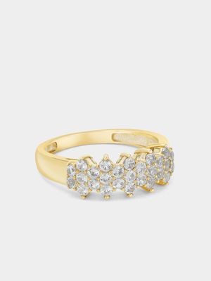 Yellow Gold Cubic Zirconia Pavé Cluster Ring