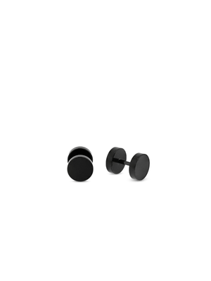 Black Stainless Steel Dumbbell Earrings