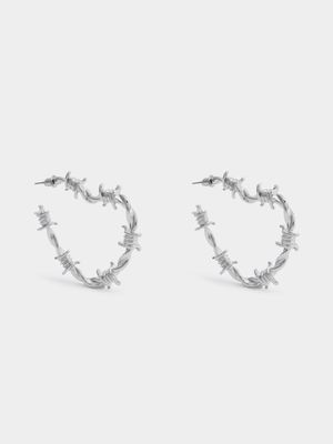 Women's Silver Wire Heart Earrings