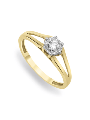 Yellow Gold & 0.09ct Diamond Solitaire Split Shank Ring