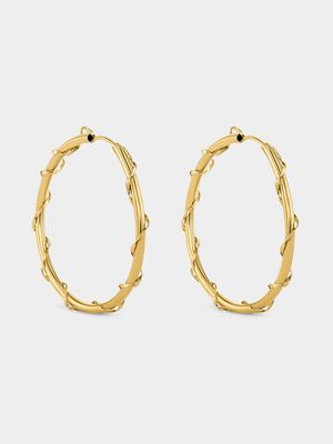 Yellow Gold Twisted Rope Gypsy Hoop Earrings