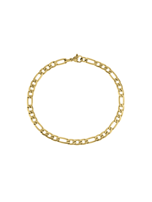 Stainless Steel Gold Tone Men's Figaro Bracelet