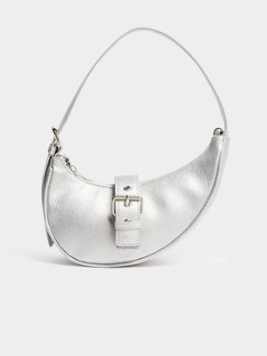 Women's Silver Metallic Shoulder Bag