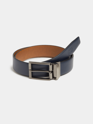 Reversible Navy Leather Belt
