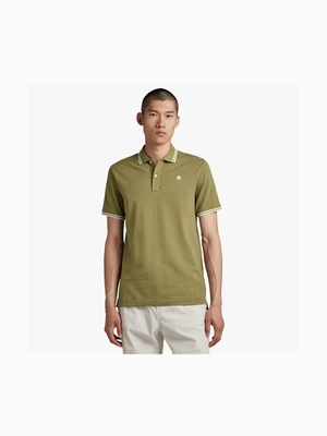 G-Star Men's Dunda Slim Stripe Green Polo Shirt