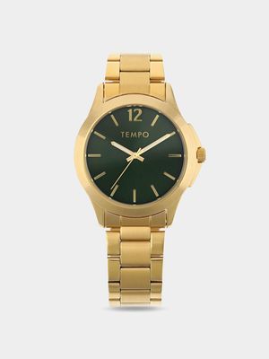 Tempo  Men's Gold tone Green dial Analogue Watch