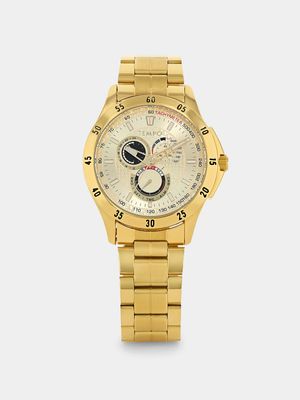 Tempo Gold Plated Champagne Multi Dial Bracelet Watch