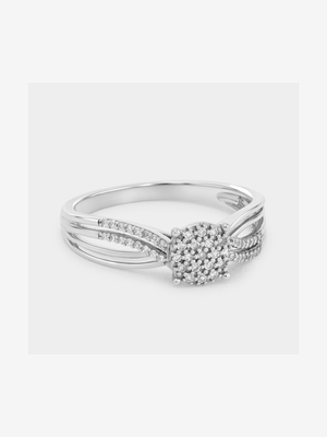 White Gold 0.15ct Diamond Crossover Ring