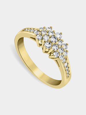 White Gold Diamond Cluster Cloud Ring