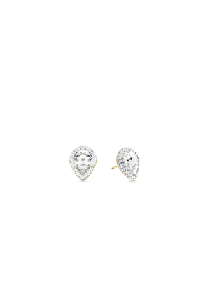 Sterling Silver & Yellow Gold, Crystal Pear Halo Stud Earrings