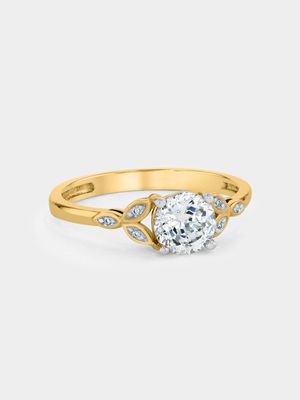 Yellow Gold Cubic Zirconia Round Solitaire Ring