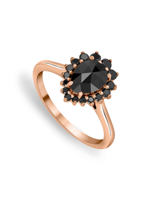 Rose Gold 1ct Black Diamond Pear Halo Ring