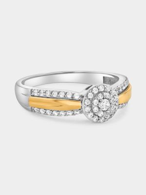 Yellow Gold & Sterling Silver 0.26ct Lab Grown Diamond Round Halo Ring