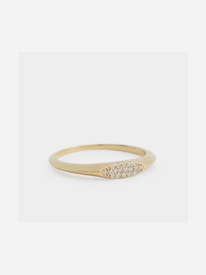 18ct Gold Plated Marquise CZ Signet Ring