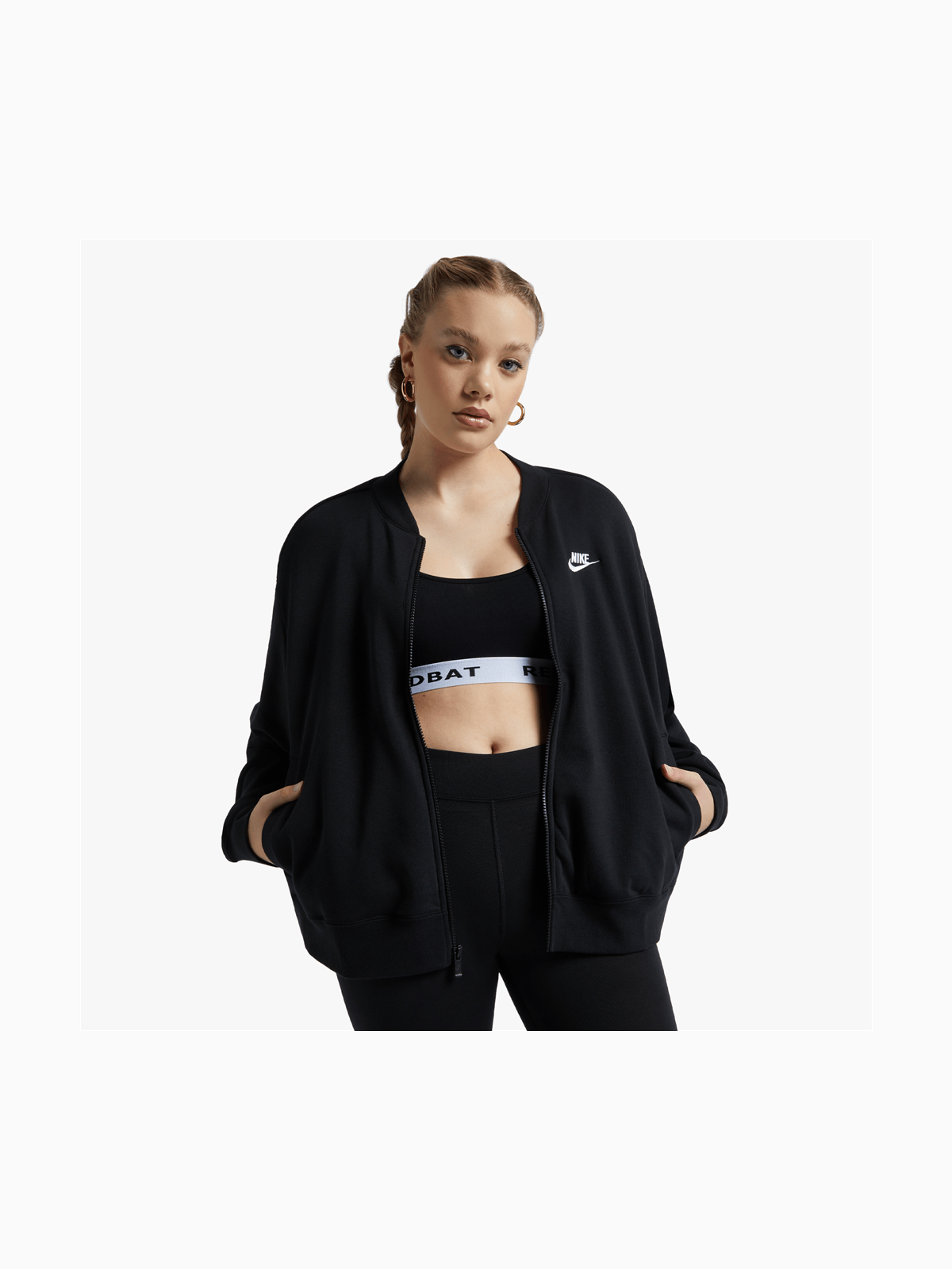 Nike Women's Nsw Black Jacket (Plus Size) - Bash.com