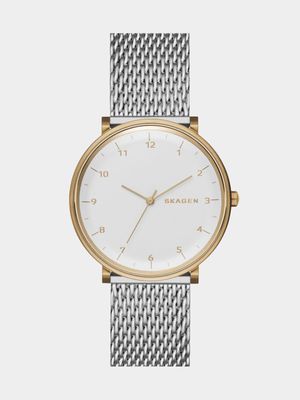 Skagen Men's Hald Gold & Silver Plated Stainless Steel mesh Watch