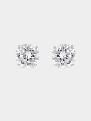 Sterling Silver Cubic Zirconia Round Classic Stud Earrings