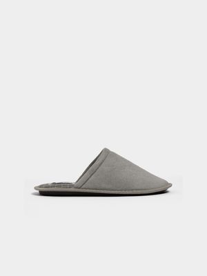 Men's Grey Check Print Slippers