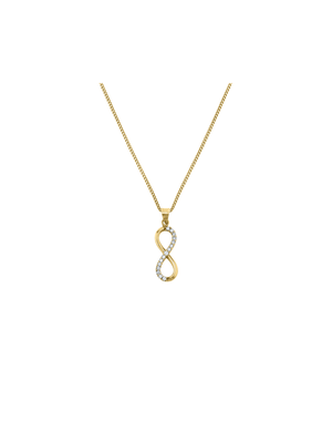 Yellow Gold, Cubic Zirconia Infinity Pendant on Chain