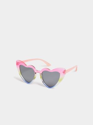 Girl's Pink Rainbow Heart Sunglasses