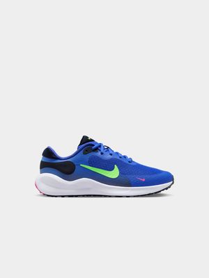 Junior Grade-School Nike Revolution 7 Blue/Green/Navy Running Shoes