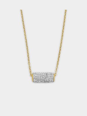 Yellow Gold & Sterling Silver Crystal Barrel Pendantneck piece