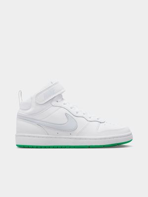 Junior Grade-School Nike Court Borough Mid-Top White/Grey/Green Shoes
