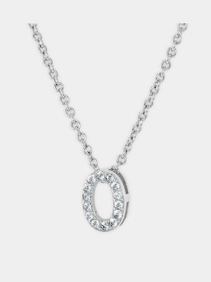 CZ Initial Necklace O Silver Plated