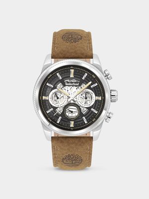Timberland Men's Hadlock Stainless Steel Brown Leather Chronograph Watch