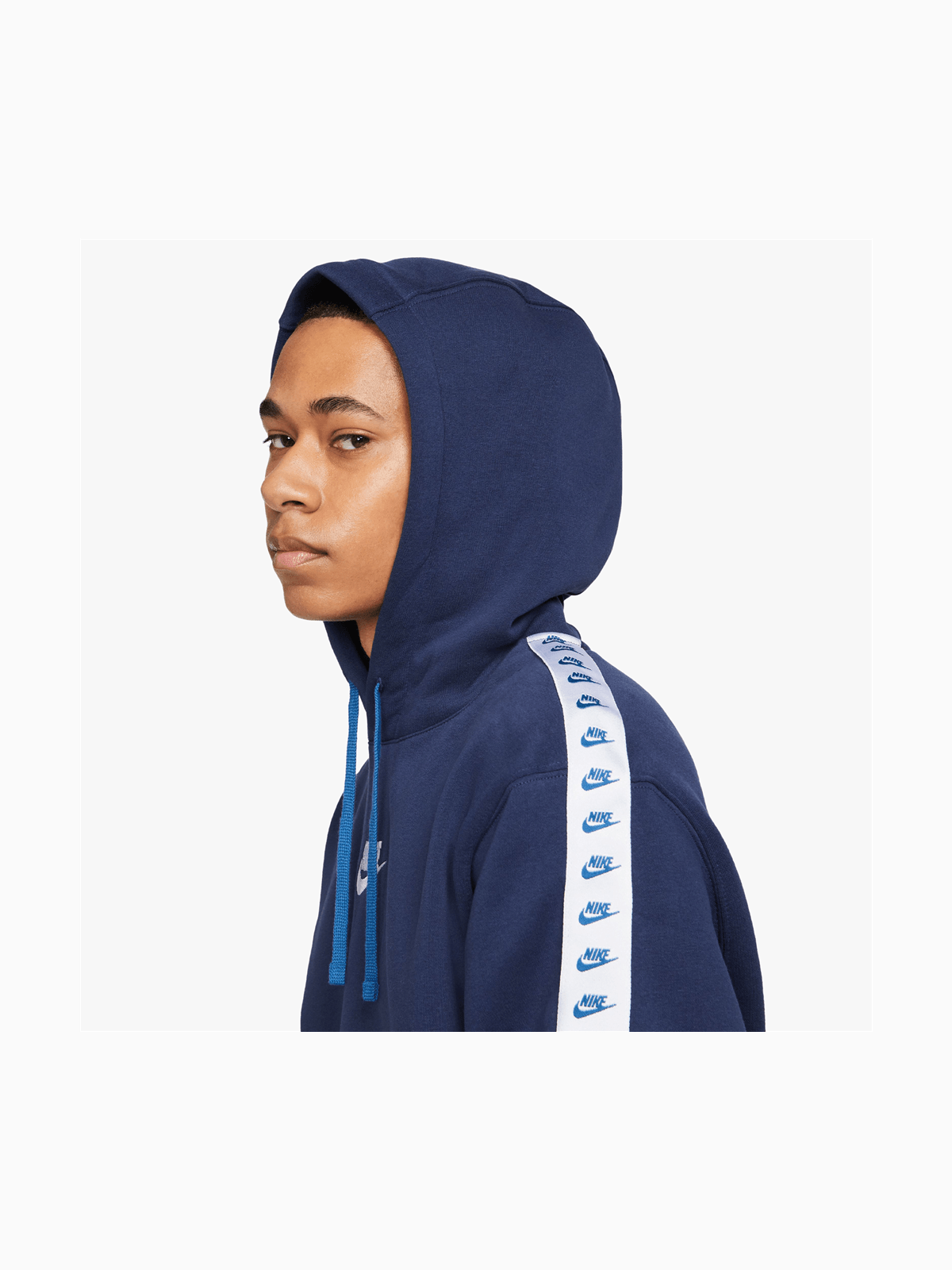 Mens Nike Club Fleece Graphic Navy Hooded Tracksuit - Bash.com