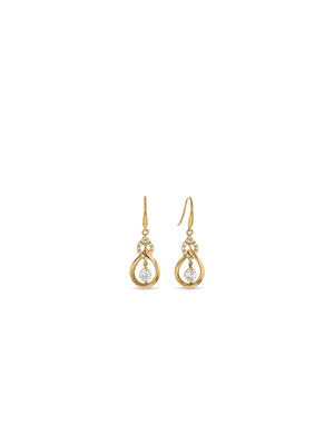 Yellow Gold, Elegant Cubic Zirconia Drop Earrings