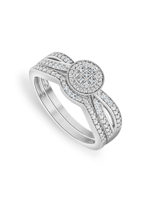 White Gold Diamond & Created White Sapphire Round Infinity Women’s Twinset Ring